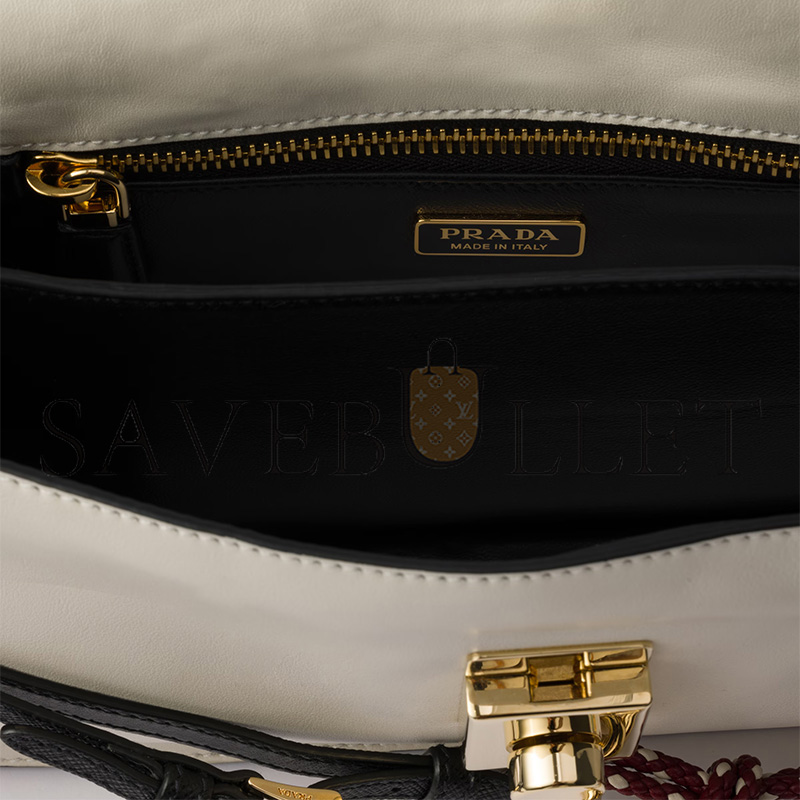 PRADA SOFT SOUND SMALL LEATHER SHOULDER BAG WITH CHARMS 1BD379 (24*13.5*5cm)